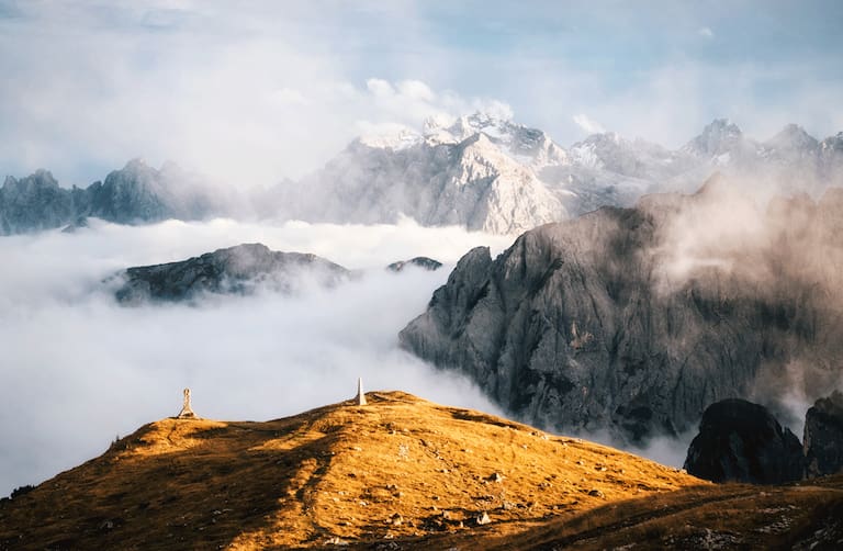 Welcher Berg mag wohl hier, in den Südtiroler Dolomiten, der dominanteste sein?