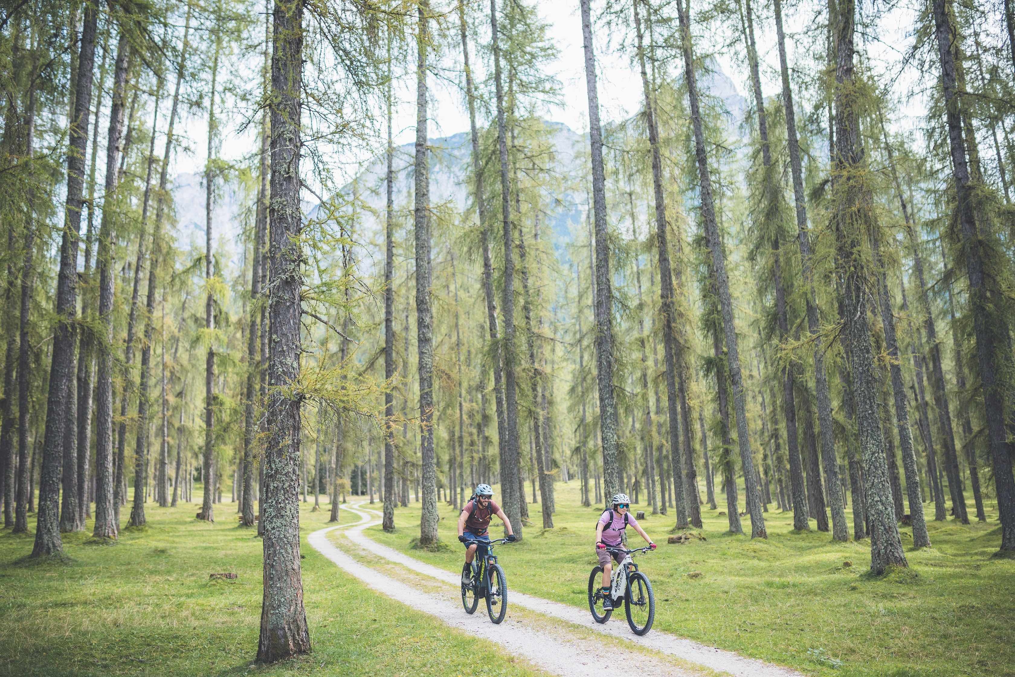 Genussvoll geht es mit dem E-Bike durch die schöne Landschaft der Tiroler Zugspitz Arena.