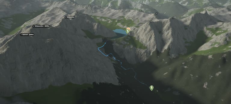 3D-Kartenausschnitt der Wasserwanderung Tappenkarseealm in den Radstädter Tauern