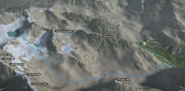 3D-Kartenausschnitt der Rundtour Valle Maria