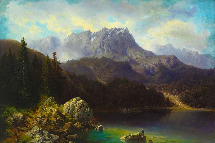 Ölgemälde von Max Wolfinger: Die Zugspitze 1864