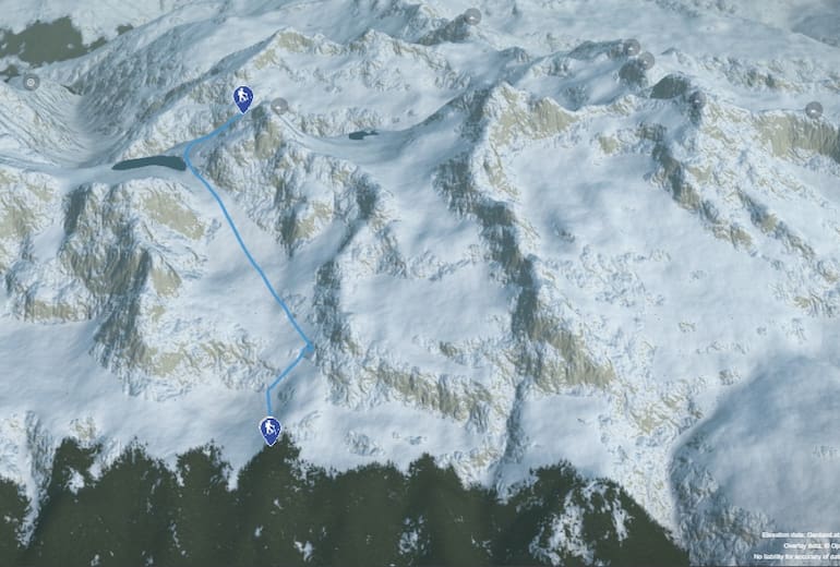 3-D-Ansicht der Skitour Chüebodenhorn von der Capanna Piansecco