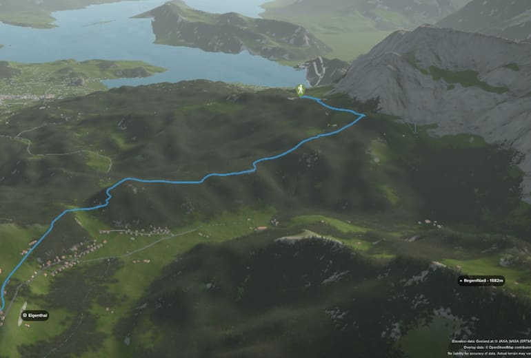 3D Ansicht der Wanderung Fräkmüntegg - Lauelenegg - Höchberg - Eigenthalerhof